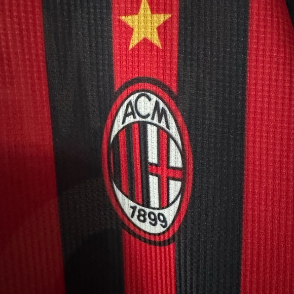 AC Milan Black and Red Striped Men's Shirt - Picture 3 of 6